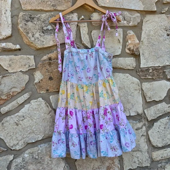 Love Shack Fancy Target Dress Womens Size xs Floral Tiered Tie Strap Ruffles - Picture 1 of 4